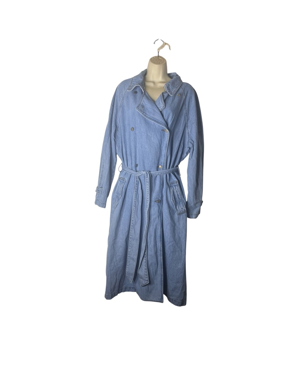 NWT Universal Thread Blue Denim Trench Coat Medium Wash Sz XL